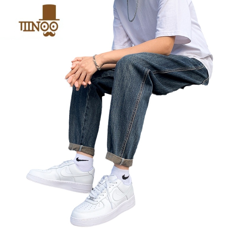 YANXU牛仔裤男宽松直筒裤潮流韩版休闲裤男士修身潮牌冬季长裤子高清大图