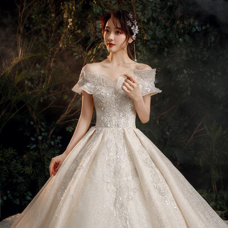 新款星空秋冬孕妇主婚纱2020新款气质新娘森系超仙梦幻拖尾小个子视频