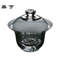 鼎亨 玻璃盖碗茶杯大号三才碗功夫茶具茶碗加厚耐热敬茶杯家用