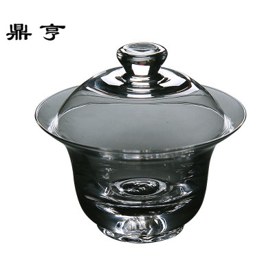 鼎亨 玻璃盖碗茶杯大号三才碗功夫茶具茶碗加厚耐热敬茶杯家用