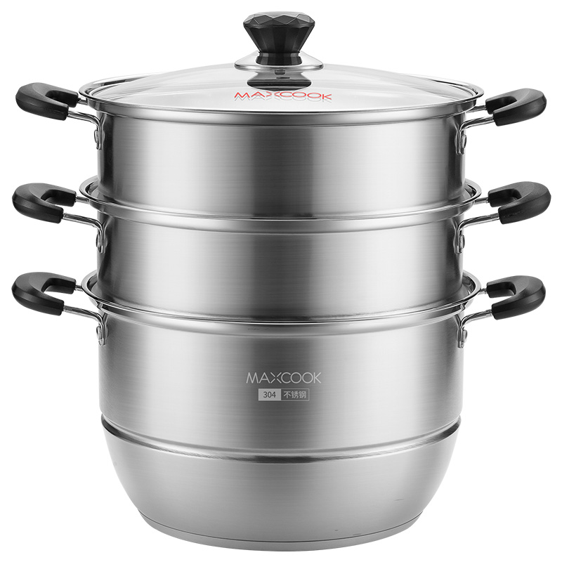 美厨(MAXCOOK)雅致系列304不锈钢复底蒸锅28cm MCDS-2578