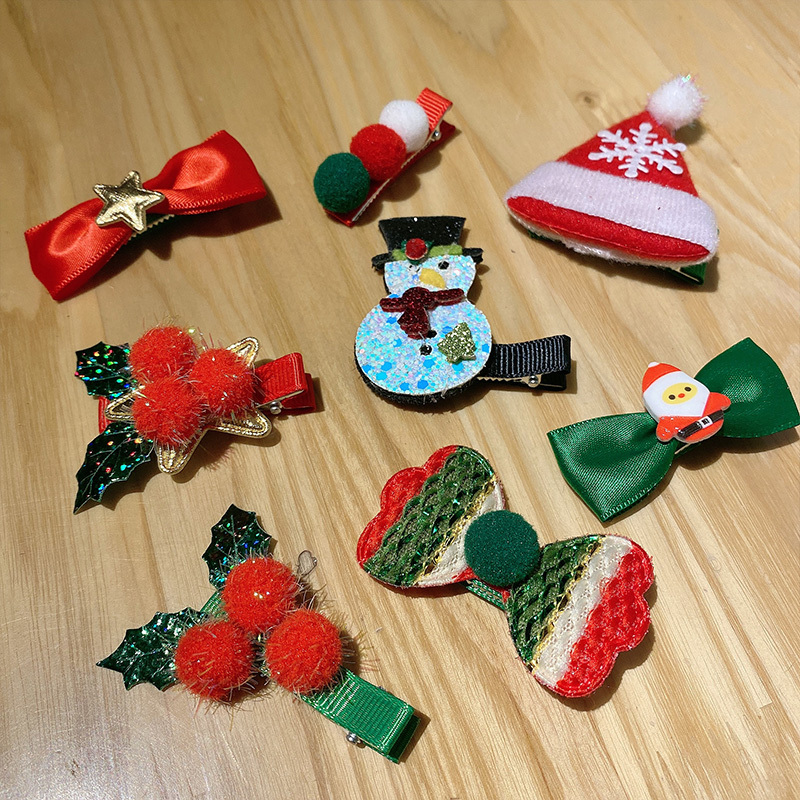 发卡夹子女童韩国公主圣诞树可爱头饰圣诞儿童发饰女圣诞三件套小树
