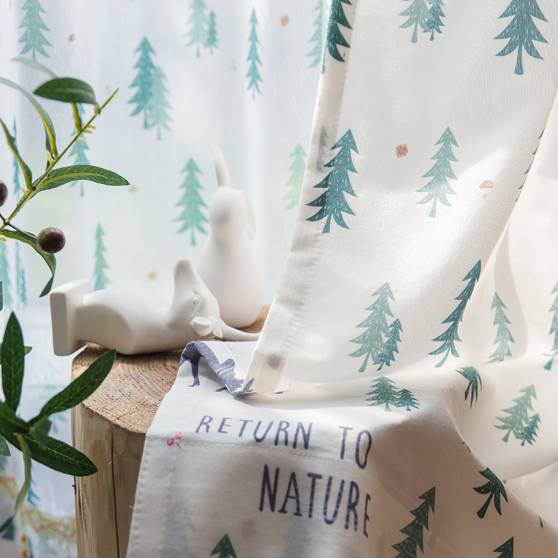 家柏饰(CORATED)窗帘遮光简约现代落地窗成品儿童卧室小清新北欧风格窗帘布 涤棉主布-挂钩式 1.5宽*2.7高一片