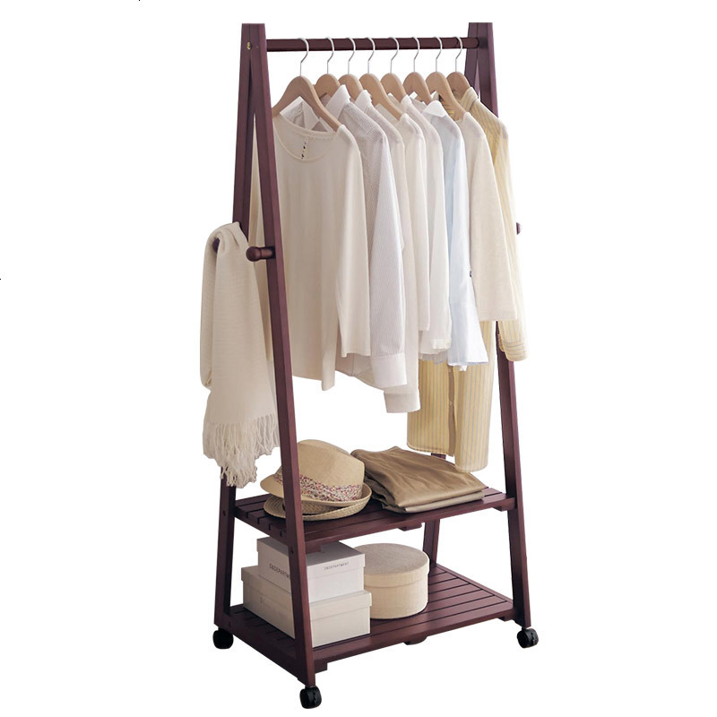 简约现代衣帽架实木衣架落地卧室挂衣架木质衣架室内衣服架子