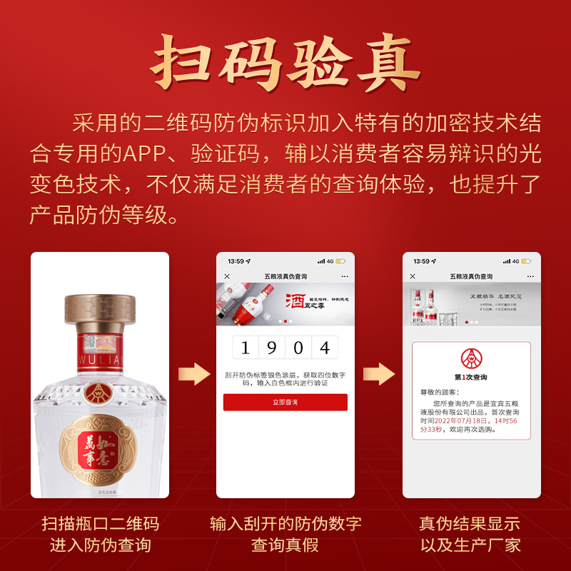 五粮液股份 万事如意福顺 浓香型纯粮食白酒 52度500ml*6瓶 婚宴喜事高清大图