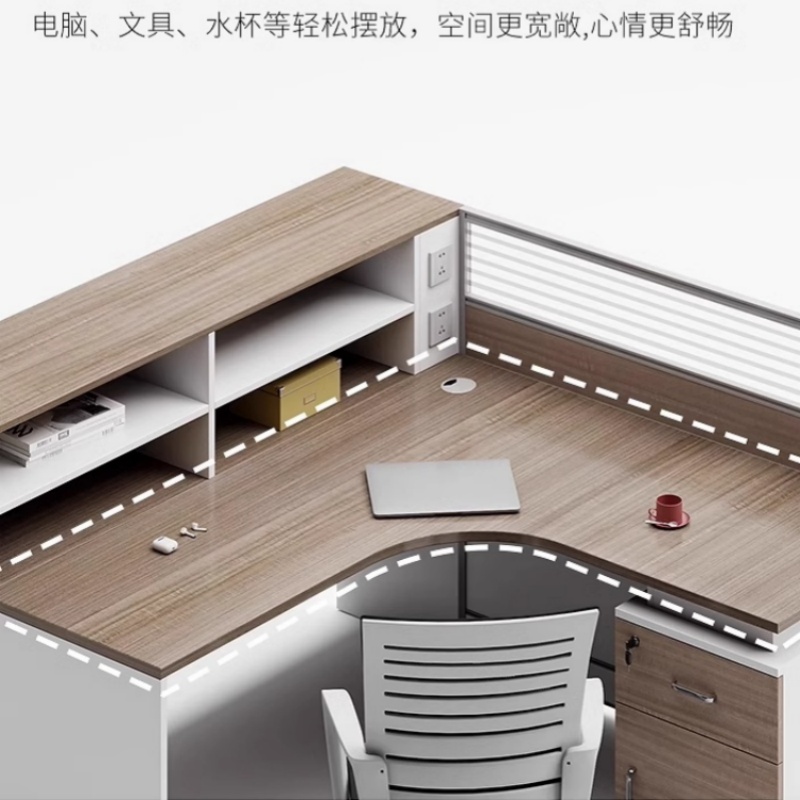 铭思达屏风工位T字型双人位含柜套高清大图
