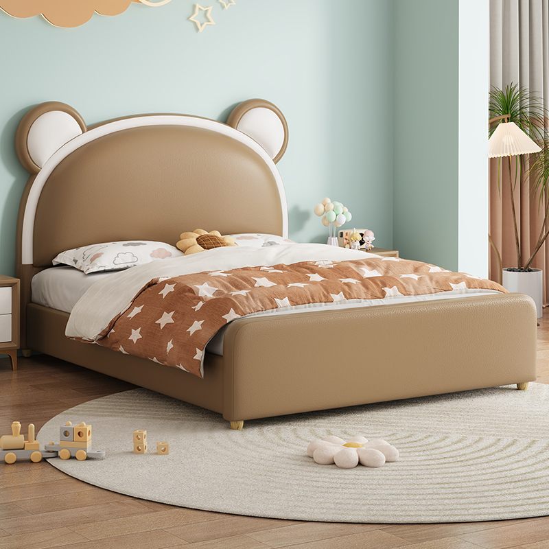 简约现代公主床 少女心网红兔子床软包皮床双人床儿童床