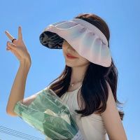太阳帽韩版夏季帽女渐变色黑胶贝壳帽大帽檐防紫外线遮阳帽