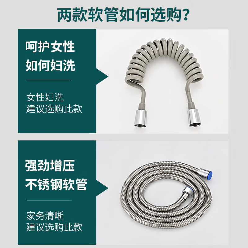 谋福 冲洗喷枪 冲洗器喷头厕所卫生间冲水枪伴侣(不锈钢喷枪+免打孔座+伸缩管1.5米)高清大图