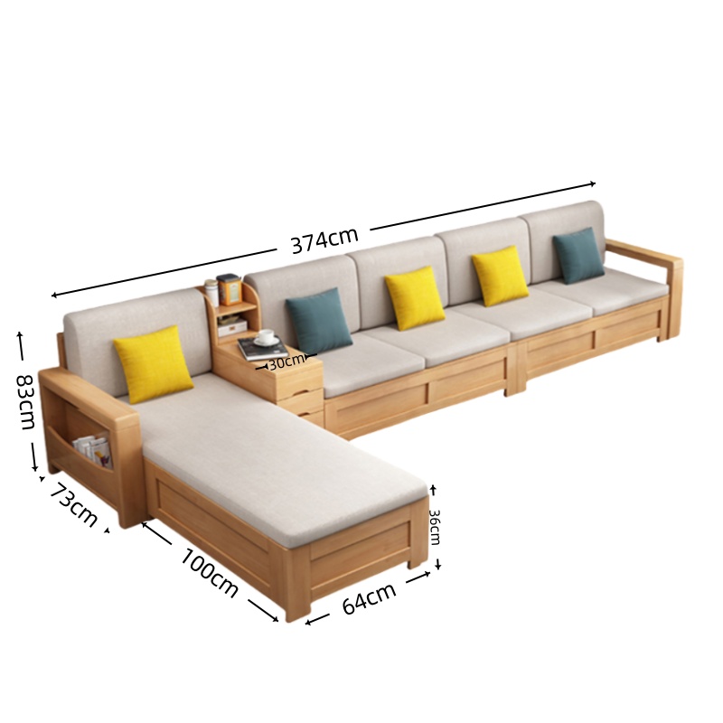智叶舟实木沙发374*173*83cm套高清大图