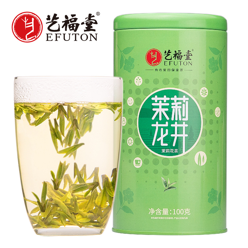 艺福堂 茉莉龙井特级100g*1 罐 茉莉花茶绿茶浓香型