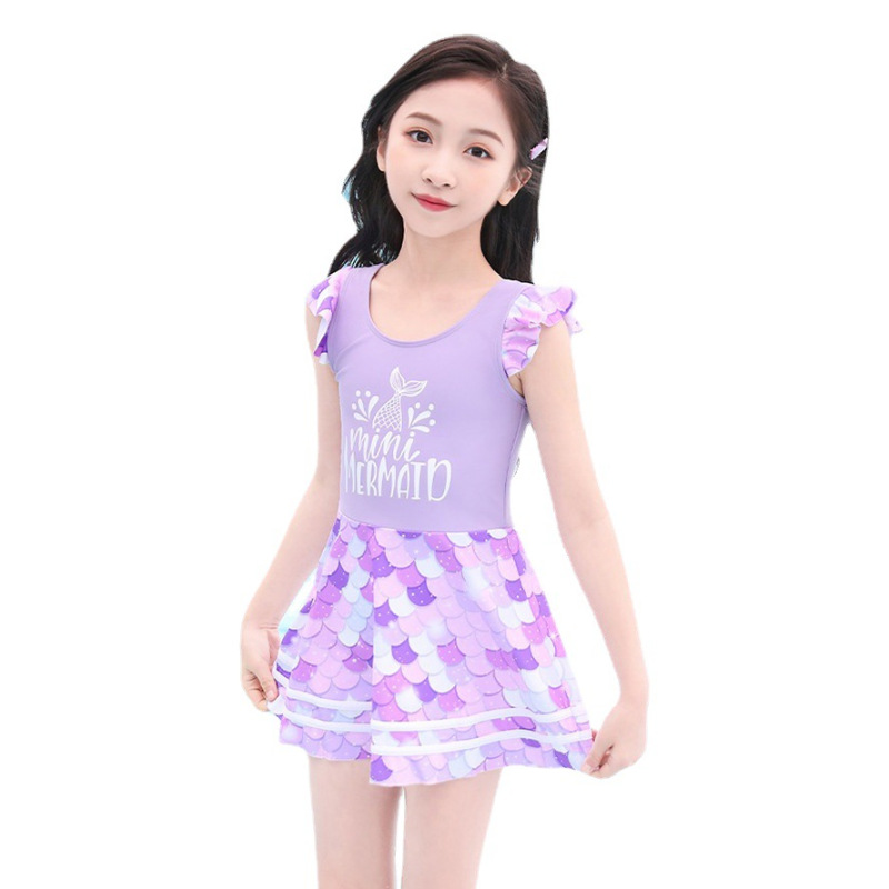 儿童泳衣女孩连体2023新款小中大童宝宝公主风可爱游泳衣学生泳装