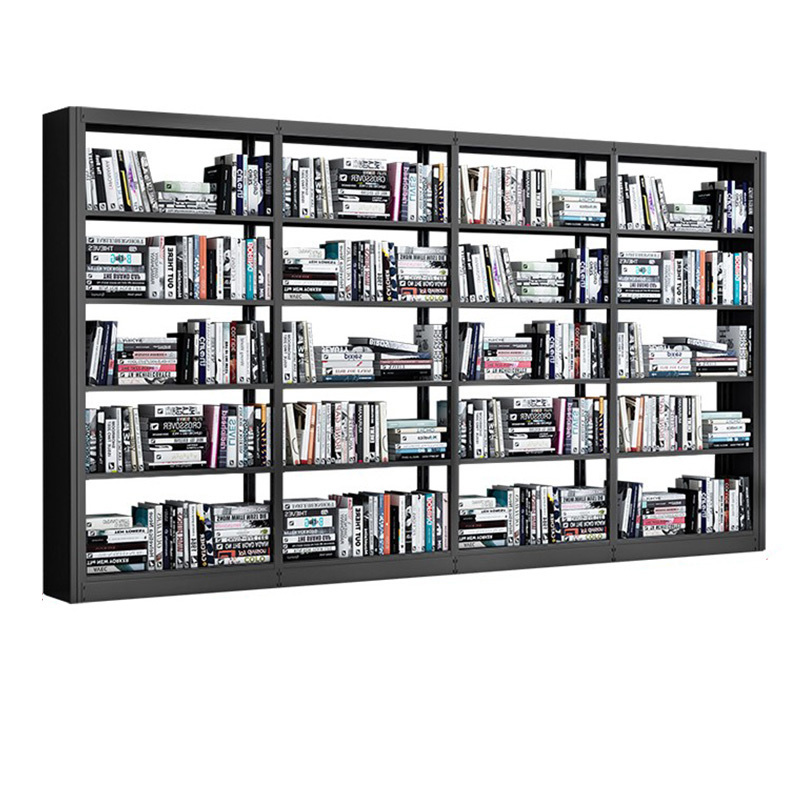 慧采云 钢制书架学校图书馆书店书籍室阅览室单面书架资料架一列四组五层 单面一列四组