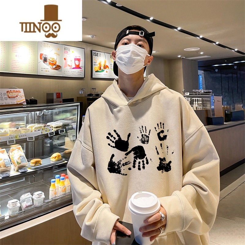 YANXU潮牌连帽卫衣男2023新款薄款宽松显瘦美式复古港风chic外套