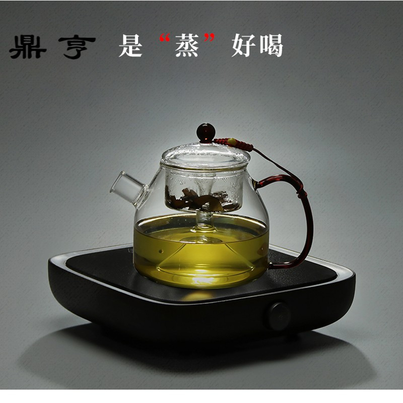 鼎亨家用耐热玻璃茶具过滤蒸汽茶壶蒸茶壶煮茶器电陶炉花茶黑茶泡