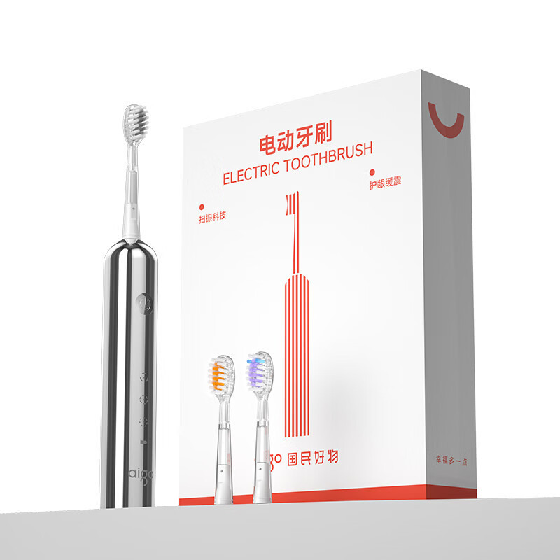 爱国者(aigo) 电动牙刷高效净齿长久续航护龈牙刷 银色 ADYS-48H01