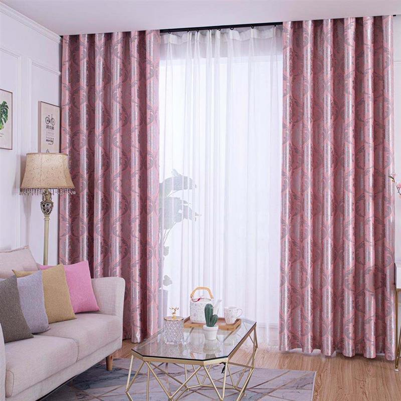 网红窗帘加厚防晒隔热欧式提花全遮光布卧室阳台飘窗成品窗帘