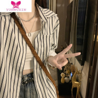 YUNWUXIN法式条纹衬衫女秋装薄款休闲衬衣罩衫外套设计感小众长袖上衣