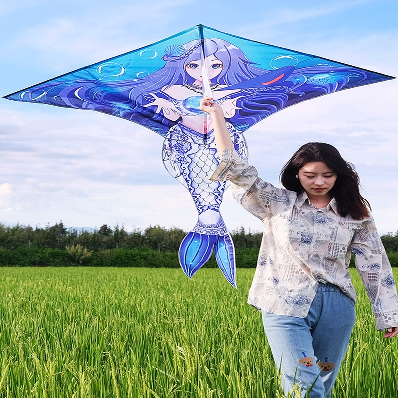 潍坊风筝闪电客新式风筝大人专用青花瓷美人鱼风筝儿童微风易飞
