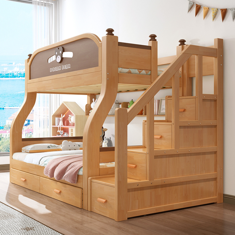 百冠环球 实木上下床儿童床男孩女孩双层床橡胶木上下铺子母高低床