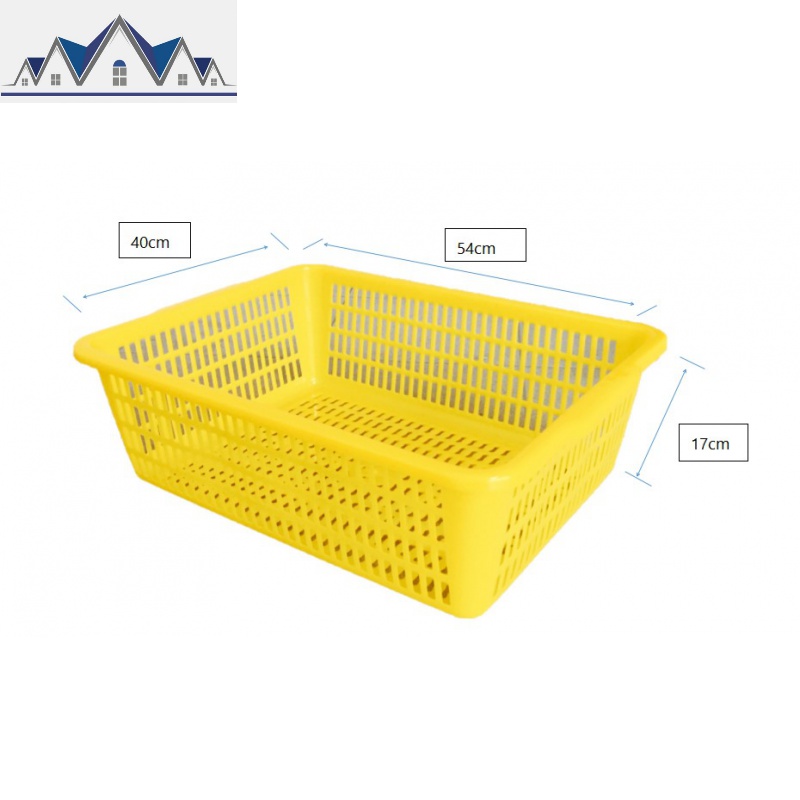 加厚厨房洗菜篮蔬菜彩色塑料篮子配货框子长方形周转框大号收纳筐 三维工匠收纳篮 黄1号54*40*17
