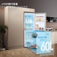 奥马(Homa) BCD-176A7金 家用双门冰箱 大冷藏大冷冻 办公室宿舍家用 节能省电 两门电冰箱