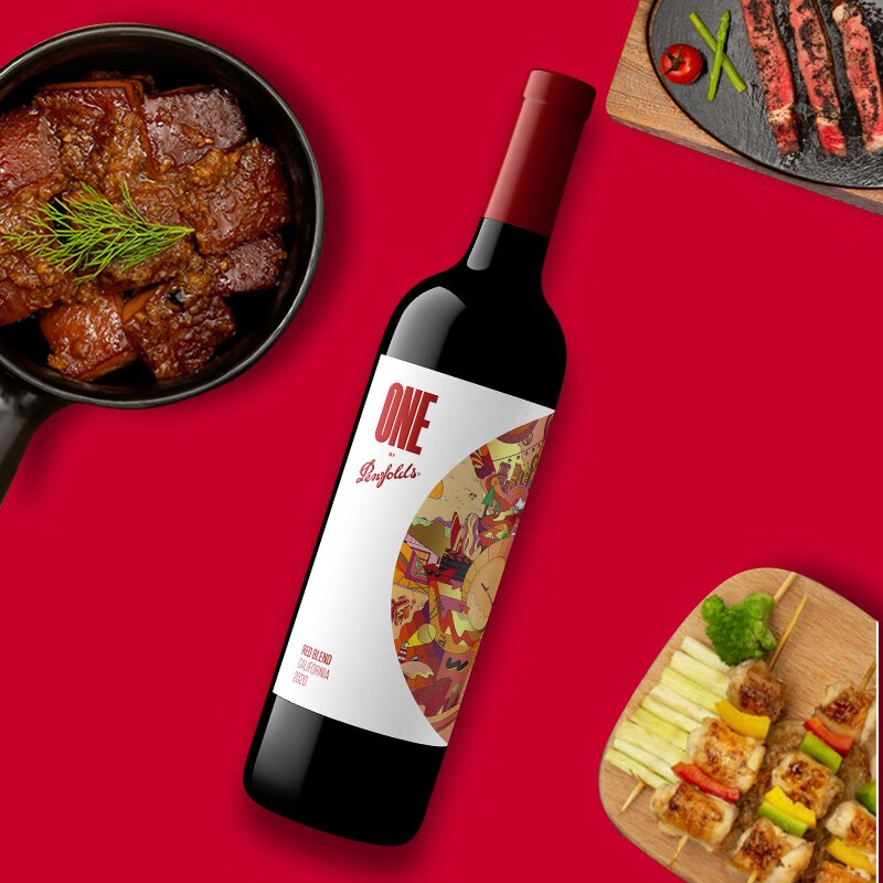 奔富(Penfolds)一号加州红葡萄酒750ml+金帆 金装红茶200g 套装