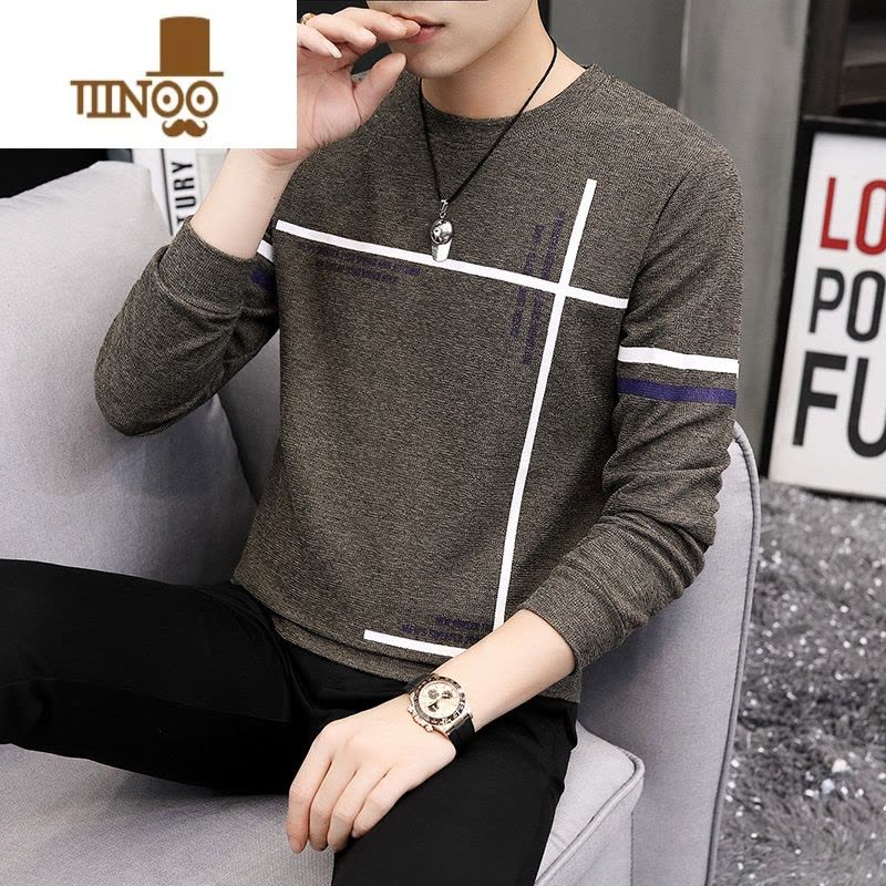 YANXU2023新款薄款毛衣男针织小衫青少年简约长袖T恤卫衣线衣男潮图片