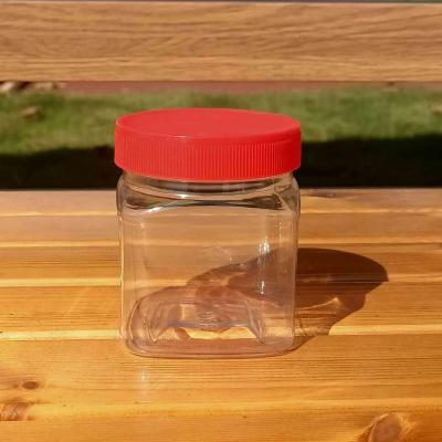 透明塑料包装瓶子1斤豆腐乳酱菜辣椒油芝麻酱瓶厨房密封储物罐 红盖(内盖+手工标签)随机 720g方瓶6个