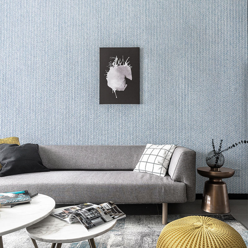 洛蔓墙布客厅无缝竖纹墙布现代简约电视背景墙壁布北欧素色纱线格纹