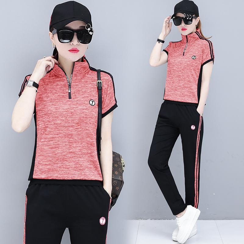 夏季新款运动套装女休闲两件套短袖长裤韩版潮时尚夏装运动服套装