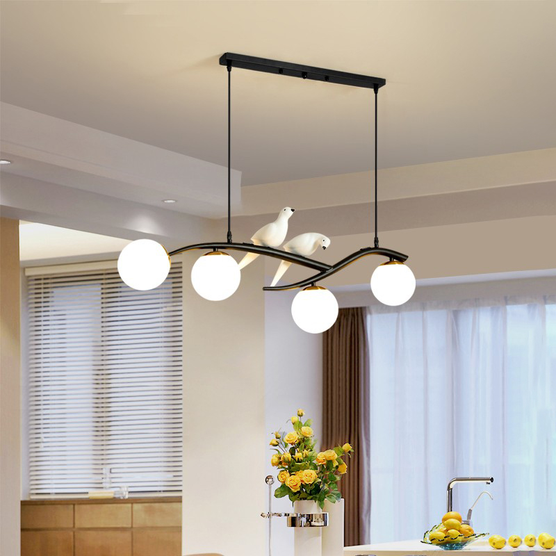 网红led餐厅吊灯现代创意简约北欧风格小鸟餐厅吧台灯饭厅灯饰灯具