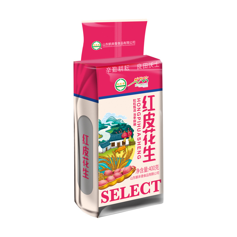 鹤来香 红皮花生米400克四粒红五红汤原料五谷杂粮粗粮 红皮花生400g*2