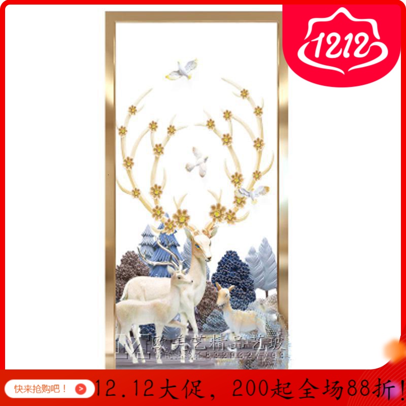 BONJEAN北欧入玄关玻璃屏风卧室隔断墙美式简易客厅艺术装饰现代发财鹿高清大图