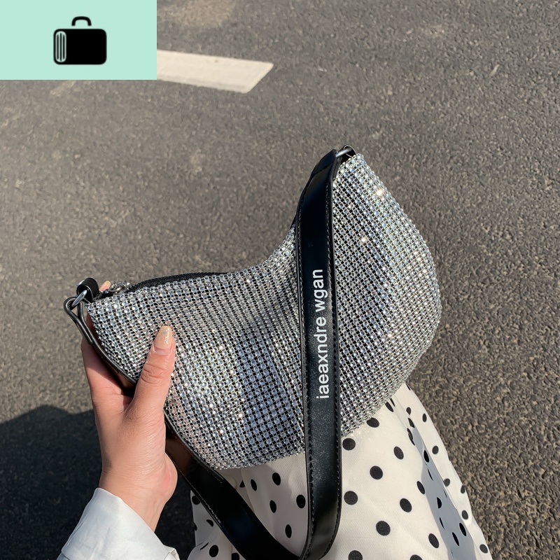ins超火小包包女2020新款网红百搭时尚手提斜挎包闪闪单肩腋下包NEW LAKE女斜挎包