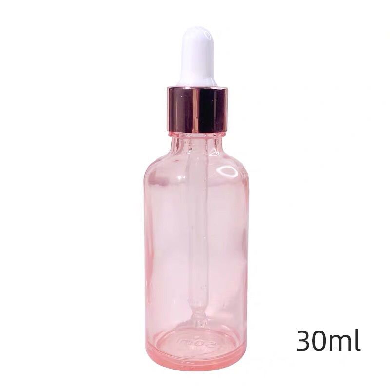 玫瑰金透粉色高档玻璃滴管瓶精油精华液分装瓶精油多特瑞调配空瓶 5毫升 单个装