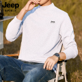 JEEP吉普羊毛蚕丝绒打底衫男半高领秋冬保暖长袖T恤中领2025ET 3XL(适合165-185斤) 白色
