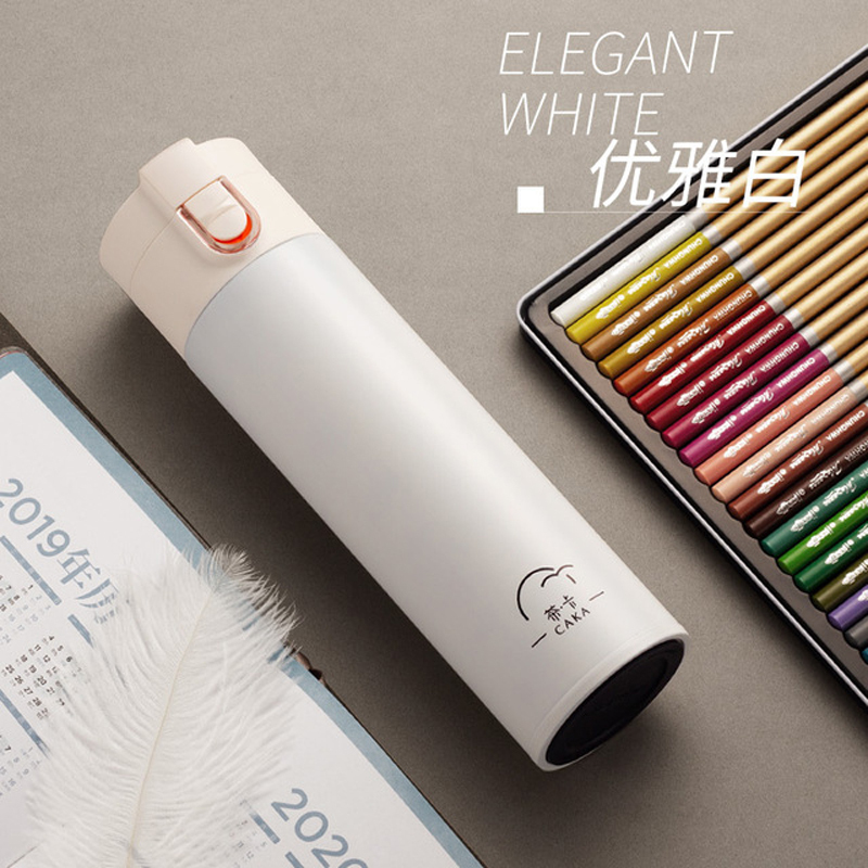 茶卡caka316不锈钢保温杯创意弹盖杯500ml便携车载水杯简约商务杯保温