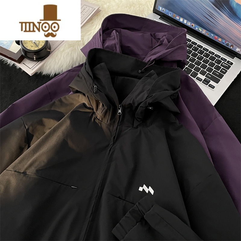 YANXU机能风防水冲锋衣男款外套户外潮牌痞帅宽松情侣山系连帽风衣夹克高清大图