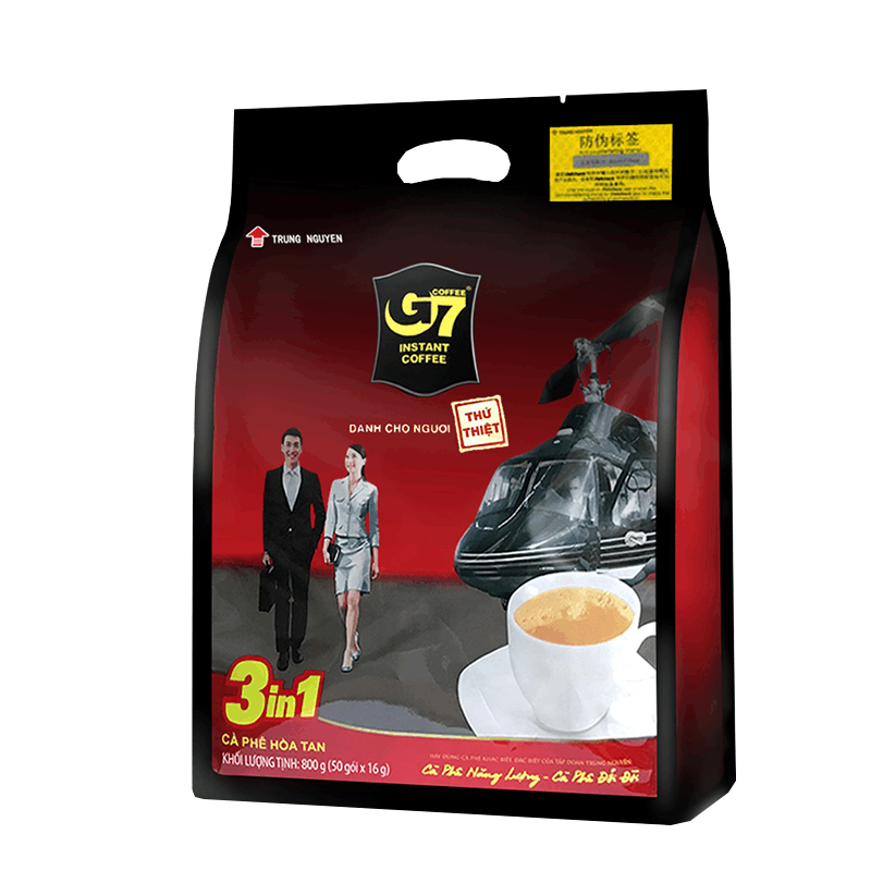 越南原装进口中原G7速溶咖啡800克/袋 三合一即溶咖啡粉50小袋/方包越文版 办公室冲调饮品学生熬夜袋装图片