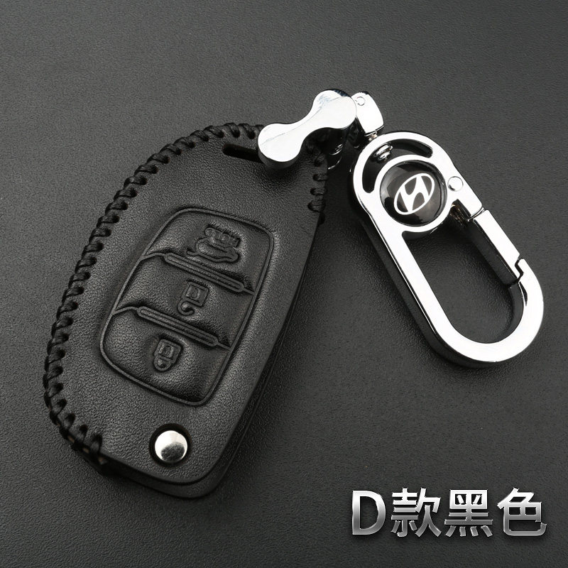 北京现代瑞纳悦动真皮钥匙套途胜领动名图悦纳朗动专用汽车钥匙包汽车钥匙包_534_375_198_760 D款黑色