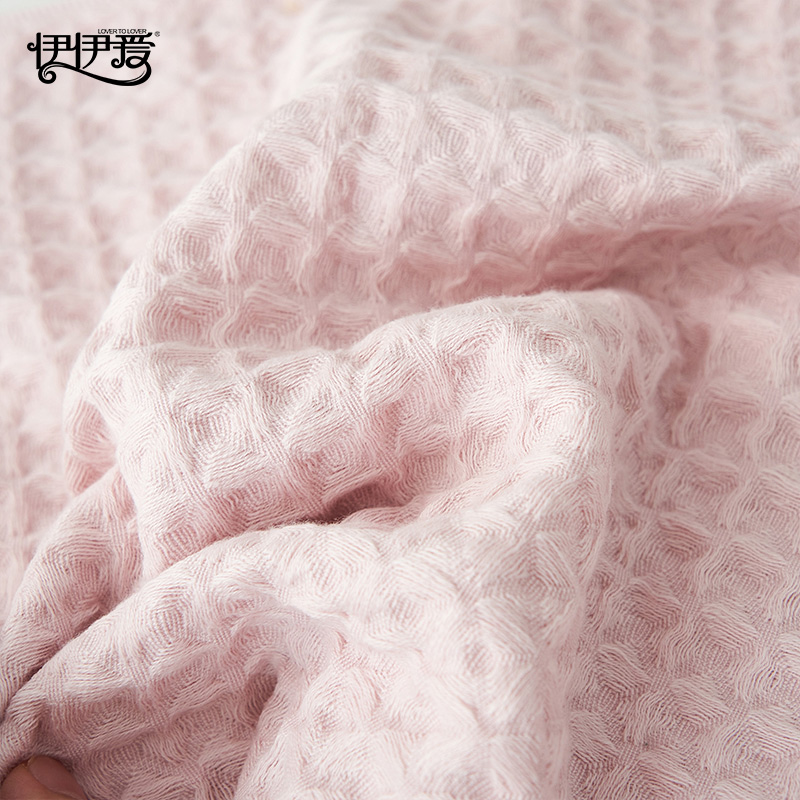 伊伊爱 YBH25240 蜂巢格浴巾 粉色高清大图