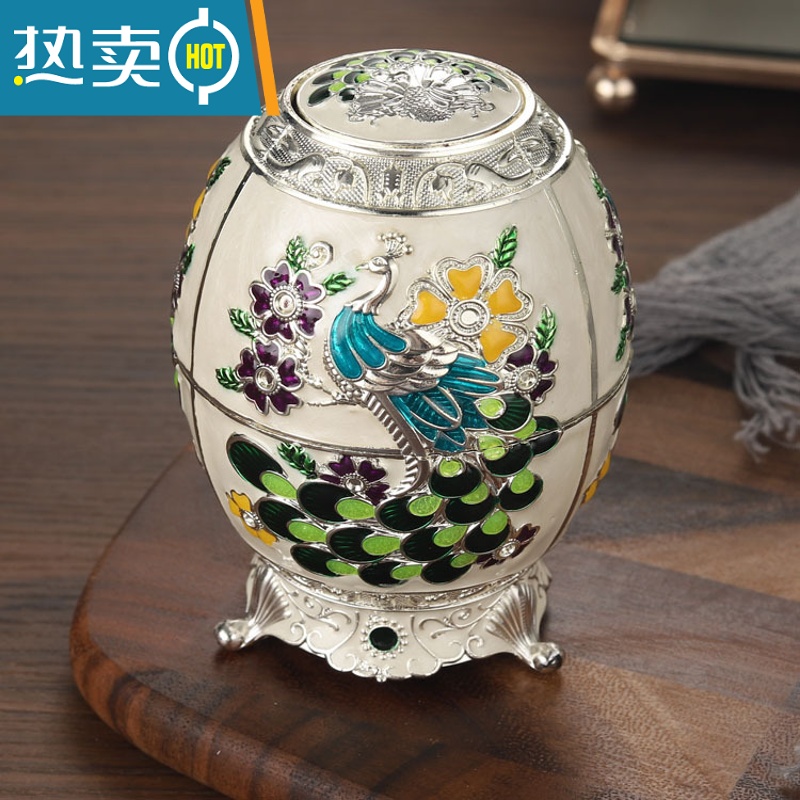 敬平欧式牙签盒客厅时尚茶几自动手按牙签筒创意时尚复古摆件牙签罐 亚克力金高清大图