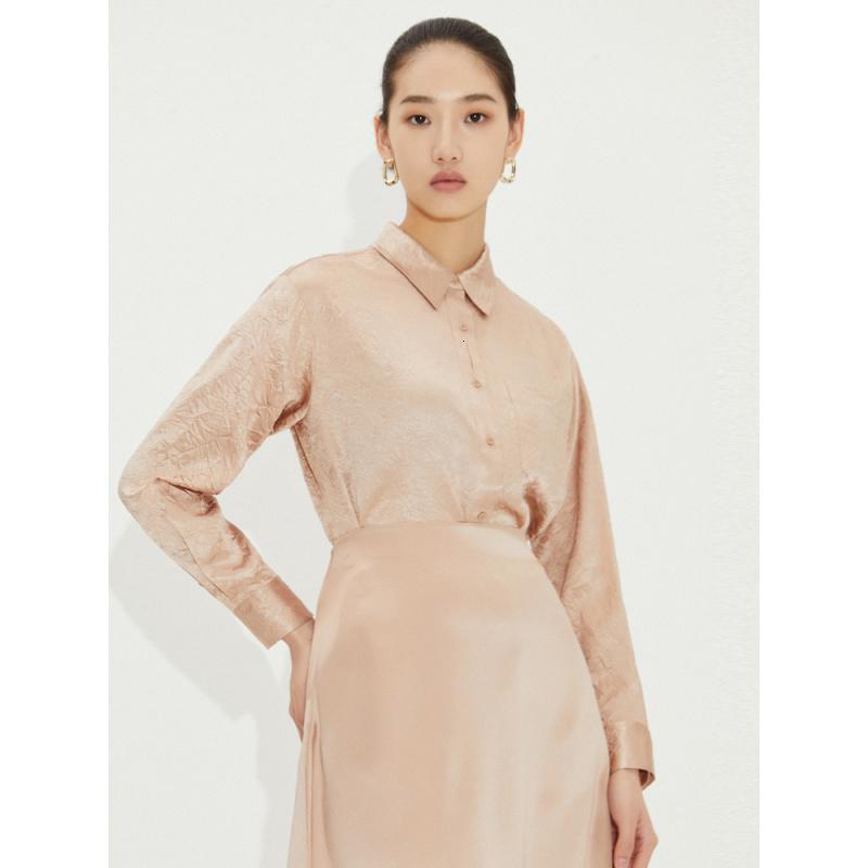 [2件2折价:204]MECITY女装新款纯色简约知性优雅褶皱设计长袖衬衫女