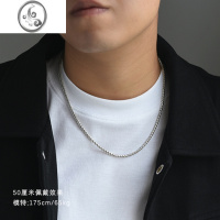 JiMi龙骨链男士潮款925银项链复古银链痞帅锁骨链夏天配饰 3mm50厘米
