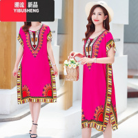 YIBUSHENG棉绸睡裙女大码中老年人季加肥加大妈妈长款睡袍宽松家居长裙家 均码建议80-180斤左右 外贸裙玫红色