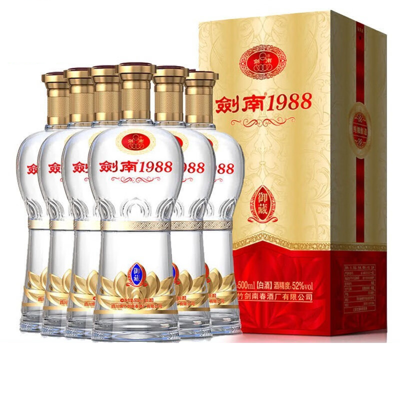 剑南春总厂出品 剑南1988御藏 52度500ml*6瓶 原箱 浓香型白酒 2970高清大图