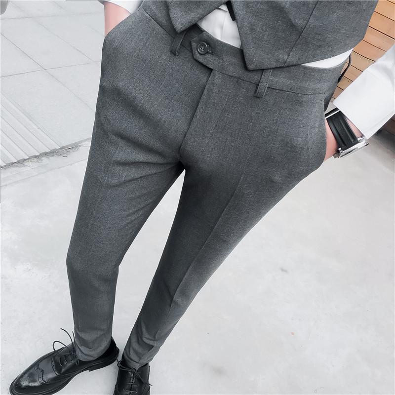 2018新款男士高品质韩版修身纯色西裤型师气质帅气西裤男长裤潮