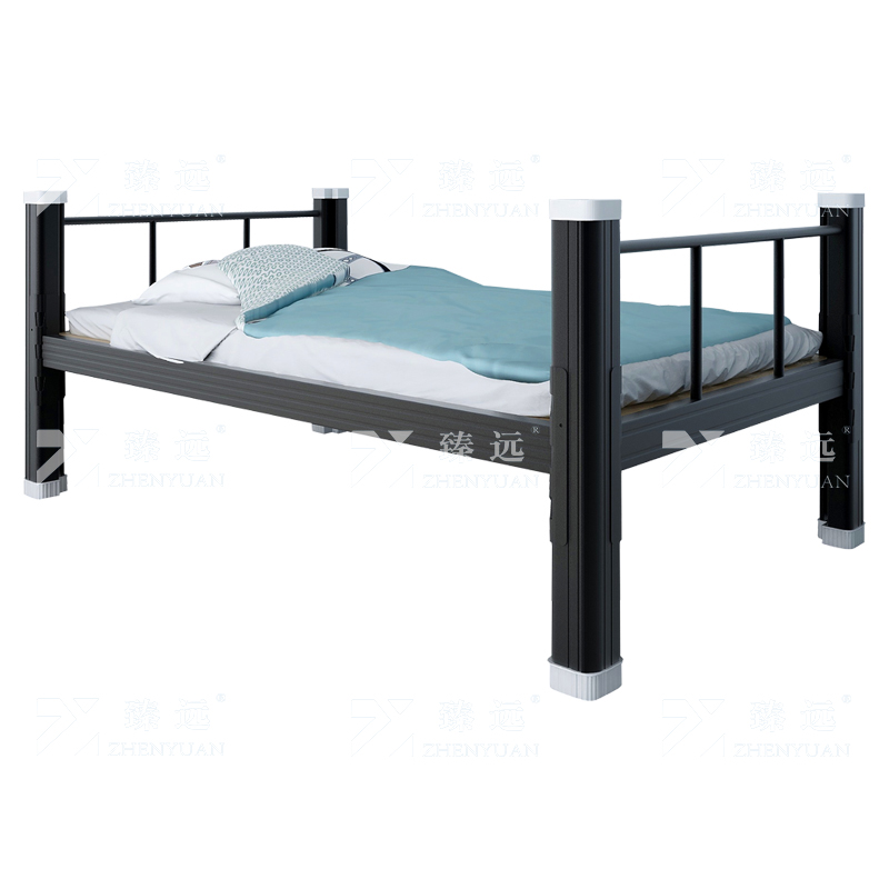 臻远 XCC-03 钢制型材床单层床员工宿舍床学生公寓床 单层床1200宽黑
