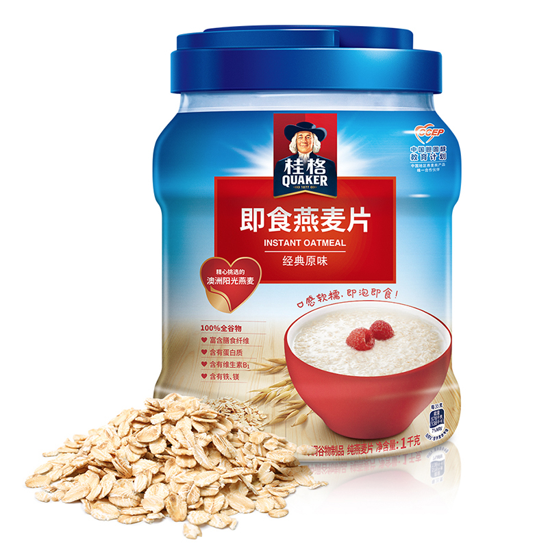 桂格(QUAKER)即食燕麦片罐装 经典原味 1000克*2罐
